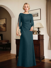 Sheath/Column Scoop Floor-Length Chiffon Mother of the Bride Dress With Pleated Beading