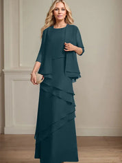 Robe fourreau en mousseline de soie pour mère de la mariée, longueur au sol 