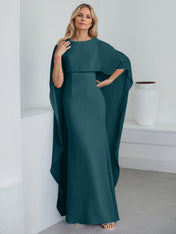 Sheath Scoop Floor-Length Chiffon Mother of the Bride Dress With Cascading Ruffles