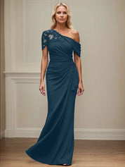 Trumpet/Mermaid Asymmetrical Mother of the Bride Dress with Appliques