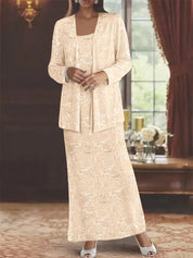 Robes de mère de la mariée en mousseline avec paillettes et veste 