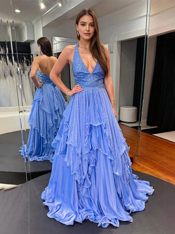 PeriwinkleSparkleRuffledHalterLongPromDress.jpg