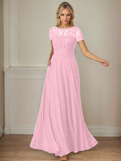 Dark Navy A-Line Boatneck Sequins Chiffon Dress