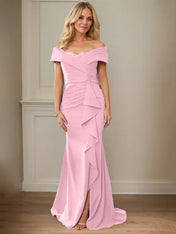 Sheath/Column V-Neck Illusion Floor-Length Lace Chiffon Mother of the Bride Dress With Pleated Sequins
