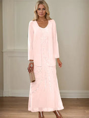 Sheath/Column V-Neck Ankle-Length Mother of the Bride Dresses with Jacket & Sequins