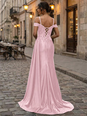 Emerald Green Beaded Corset Satin Long Prom Dress