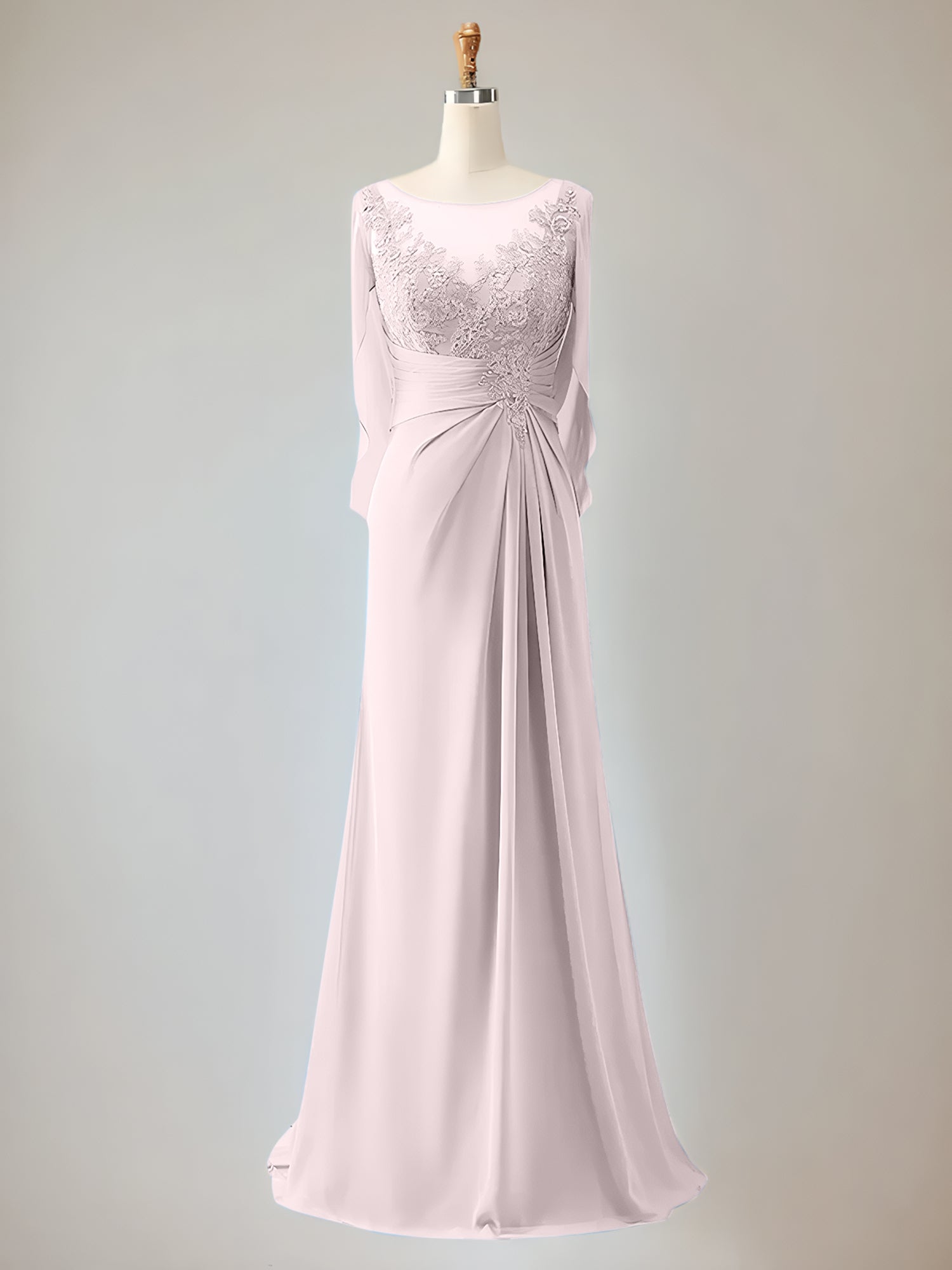 2 Sleeve Chiffon Mother of the Bride Dress With Beadings