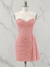 Strapless Sweetheart Draped Mini Homecoming Dress