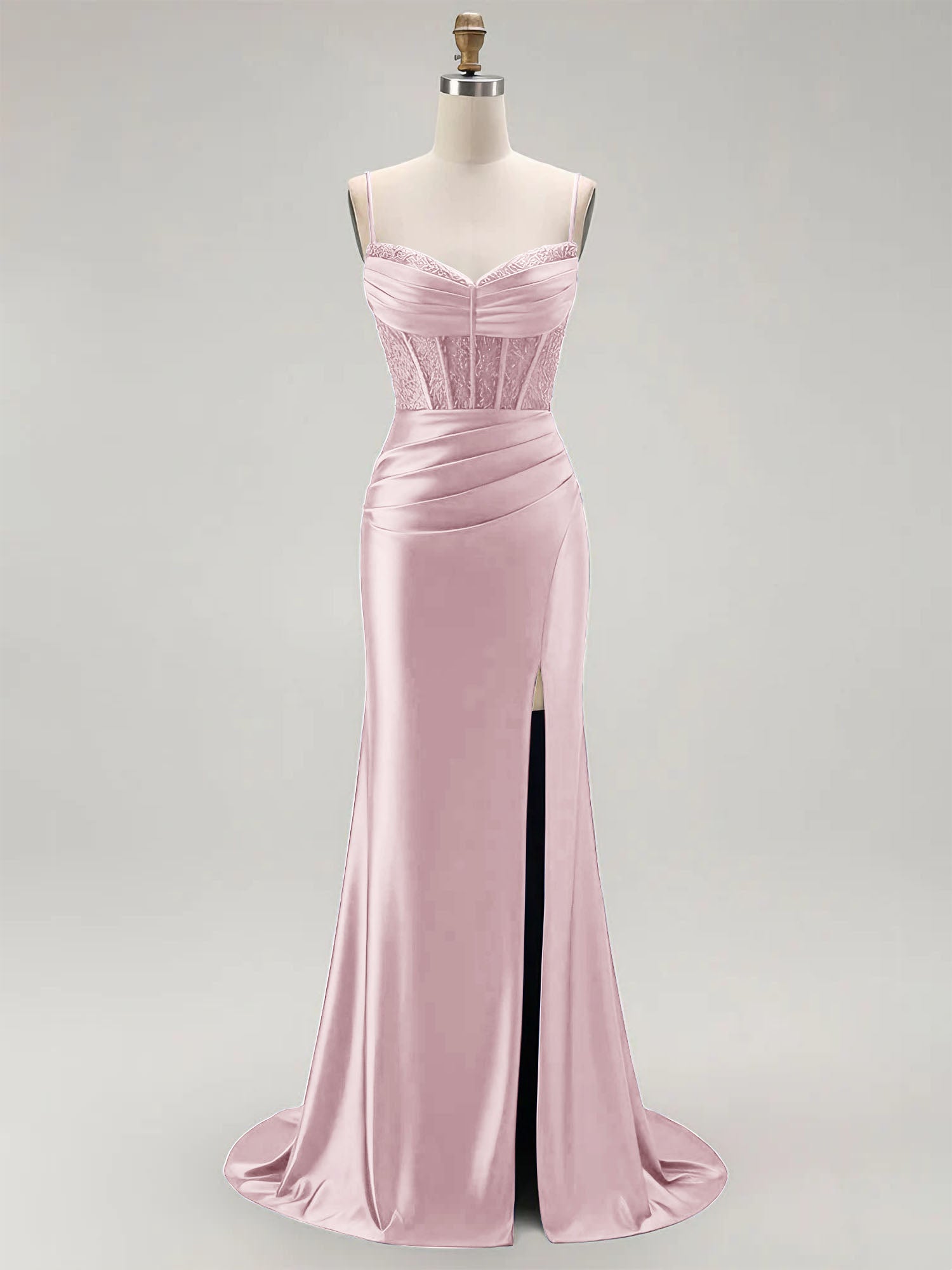 Sparkly Satin Mermaid Long Corset Prom Dress with Beading