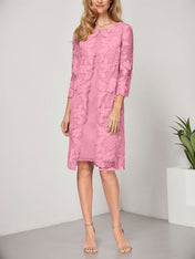 A-line Scoop Knee-Length Chiffon Lace Mother of the Bride Dress With Jacket