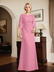 Sheath/Column Scoop Floor-Length Chiffon Mother of the Bride Dress With Pleated Beading