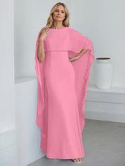 Sheath Scoop Floor-Length Chiffon Mother of the Bride Dress With Cascading Ruffles