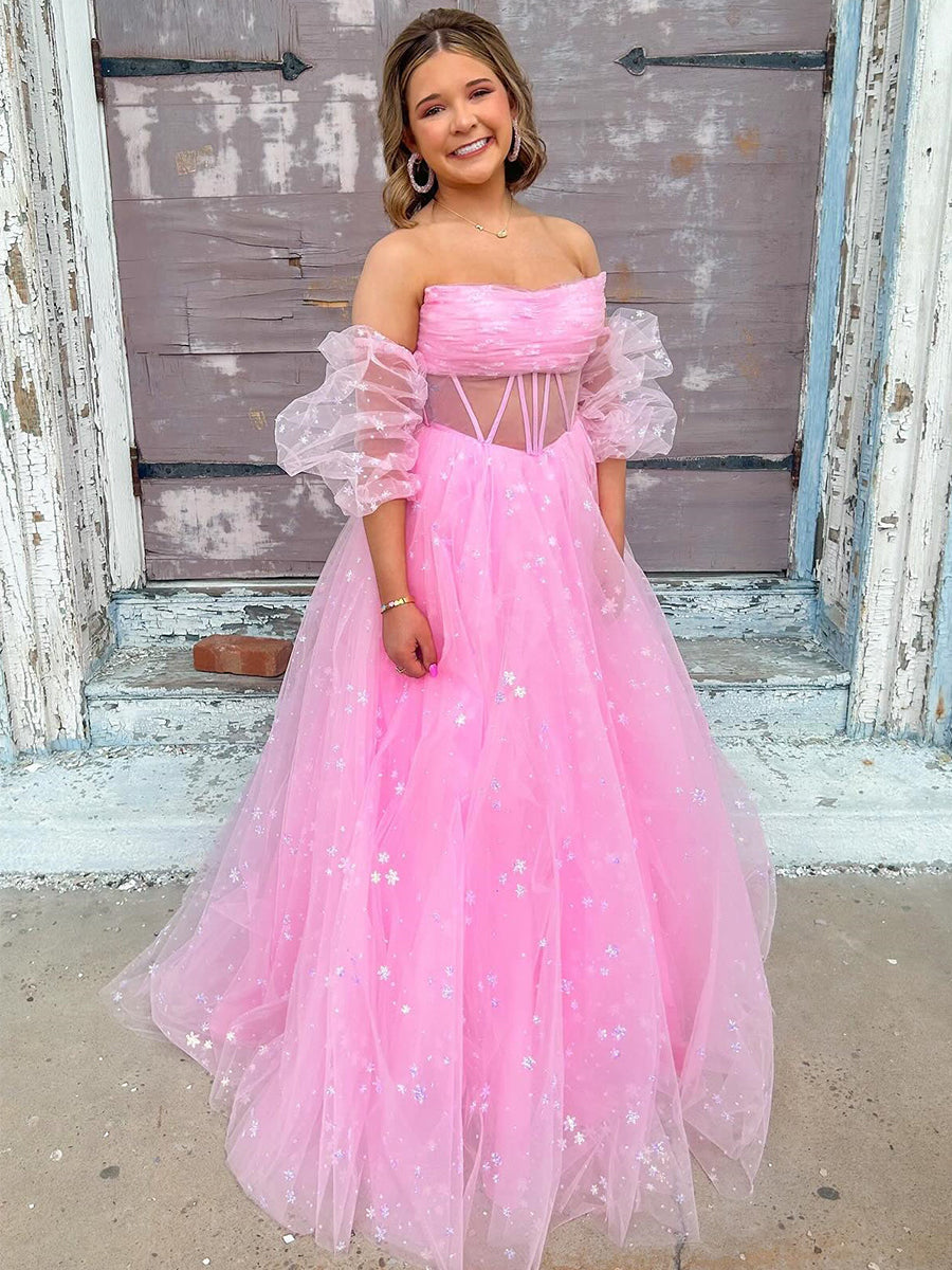 PinkStarTulleOff-the-ShoulderPuffSleevesCorsetPromDress_2.jpg