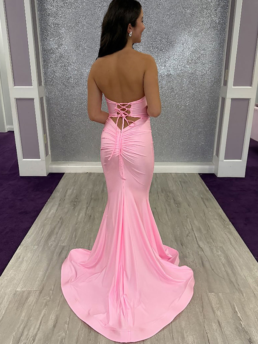 h&m pink strapless dress H&M Neon Pink Palm TROPICAL Strapless Zip Dress Caribbean 4 / 34