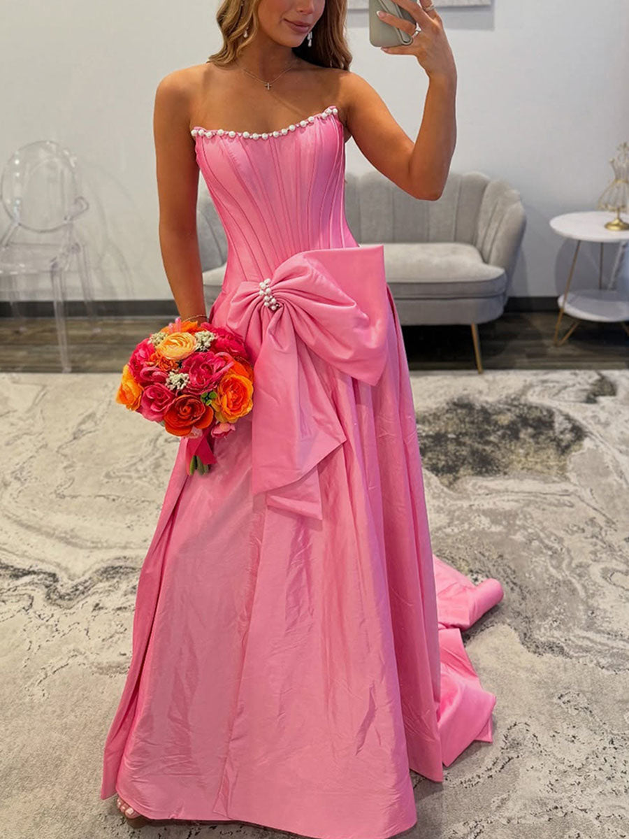 PinkStraplessPearlNecklineCorsetLongPromDresswithBow_1.jpg