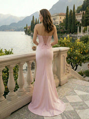 Pink Sweetheart Neckline 3D Flower Embellished Mermaid Evening Gown Maxi Dress