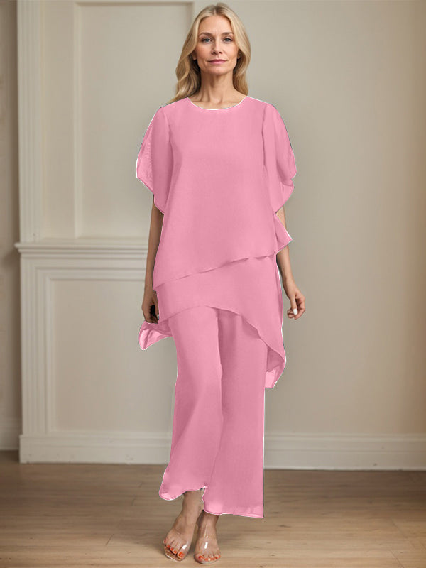 Separates Jumpsuit/Pantsuit Scoop Ankle-Length Chiffon Mother of the Bride Dress