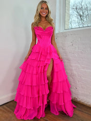 Yellow A Line Strapless Satin Corset Long Prom Dress with Ruffle Skirt