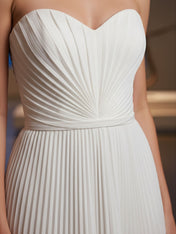 Pleated Classic Strapless Sleeveless Long Formal Dress