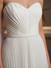 Pleated Classic Strapless Sleeveless Long Formal Dress