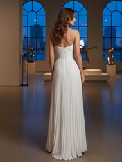 Pleated Classic Strapless Sleeveless Long Formal Dress