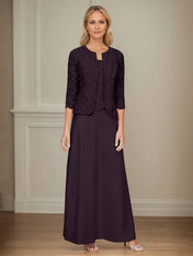 Glitter Lace & Satin Skirt Jacket Dress with Open Jacket