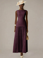 White A Line Chiffon Round Neck Sleeveless Floor Length Dresses