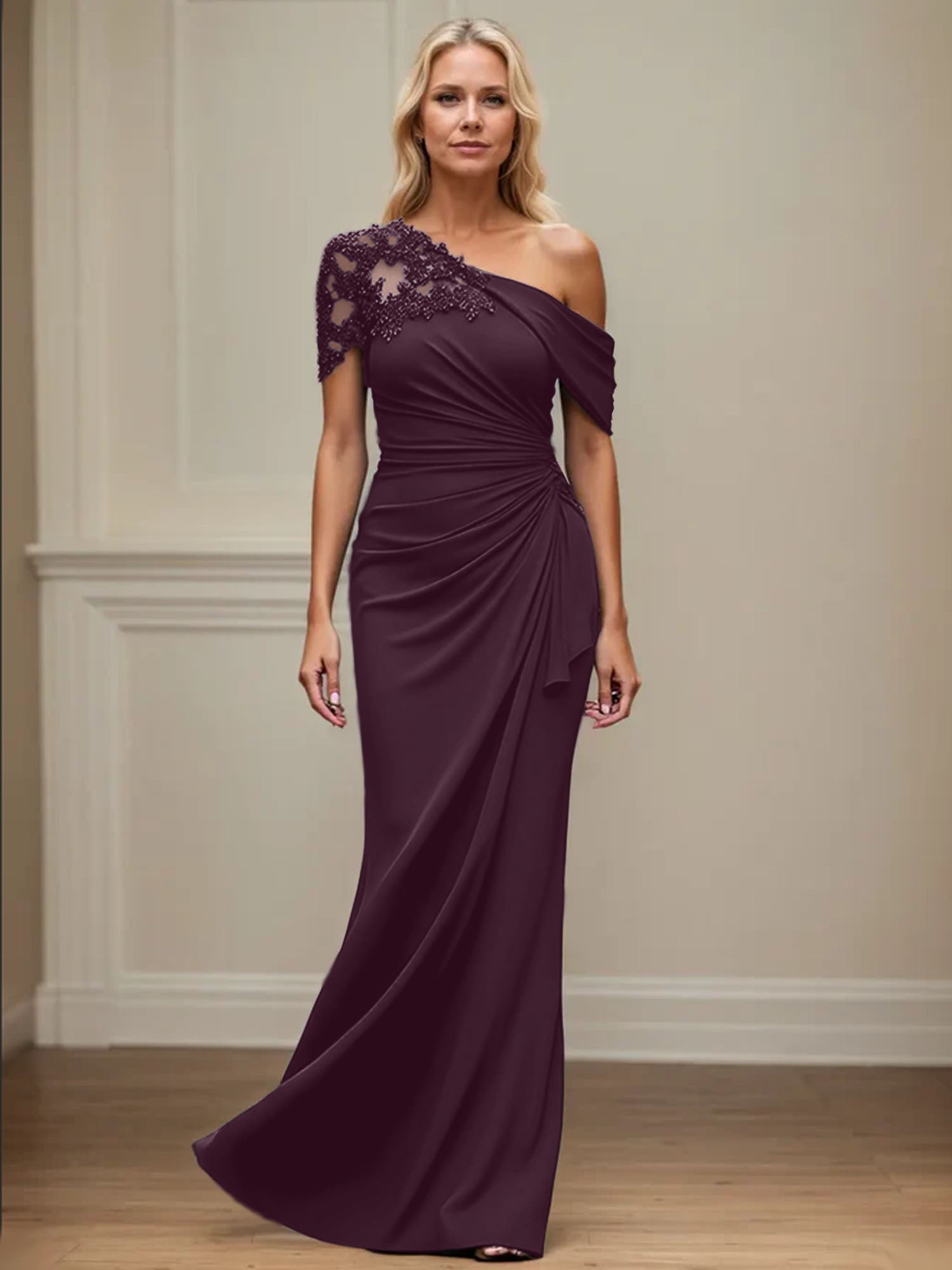 Trumpet/Mermaid Asymmetrical Mother of the Bride Dress with Appliques
