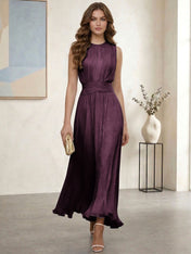 Ethereal Formal Evening Dress Ice Blue Pleated Chiffon Maxi Gown
