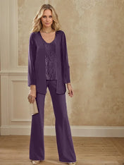 Chiffon Mother of the Bride Pantsuits with Jacket