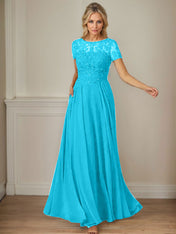 Dark Navy A-Line Boatneck Sequins Chiffon Dress