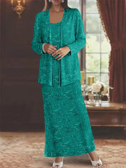 Robes de mère de la mariée en mousseline avec paillettes et veste 