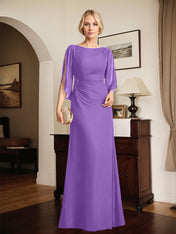 Sheath/Column Scoop Floor-Length Chiffon Mother of the Bride Dress With Pleated Beading