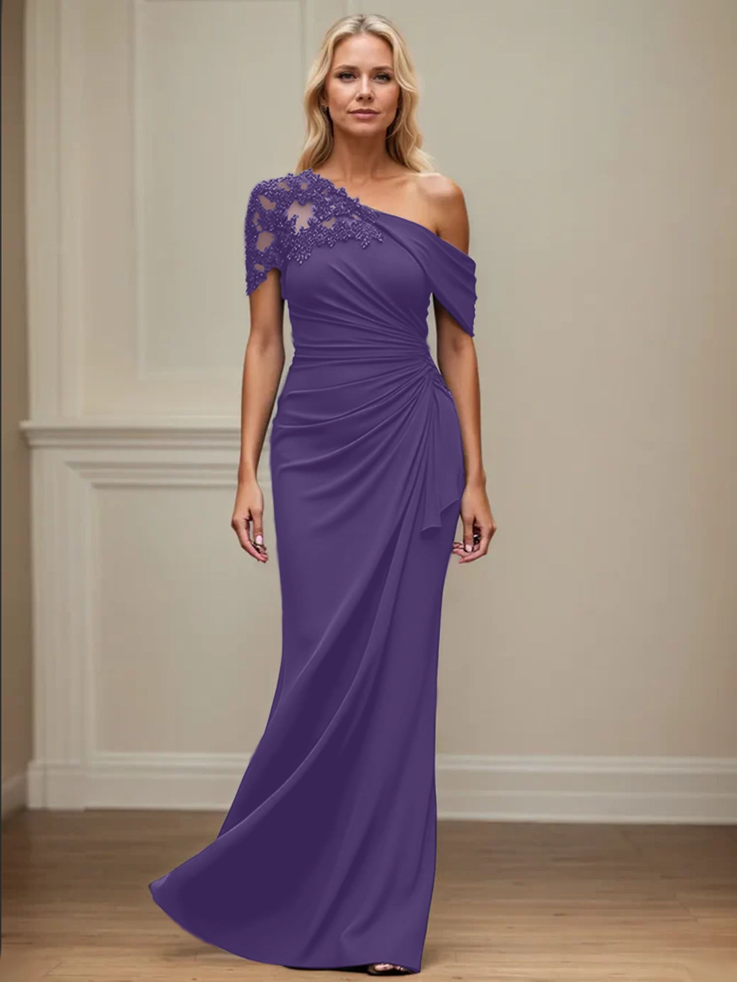 Trumpet/Mermaid Asymmetrical Mother of the Bride Dress with Appliques