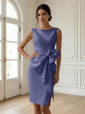White 3D Bow Sleeveless Sheath Midi Dress Evening Gown