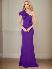 A-line One Shoulder Floor-Length Chiffon Mother of the Bride Dress With Ruffles