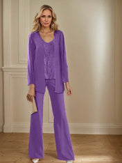 Chiffon Mother of the Bride Pantsuits with Jacket