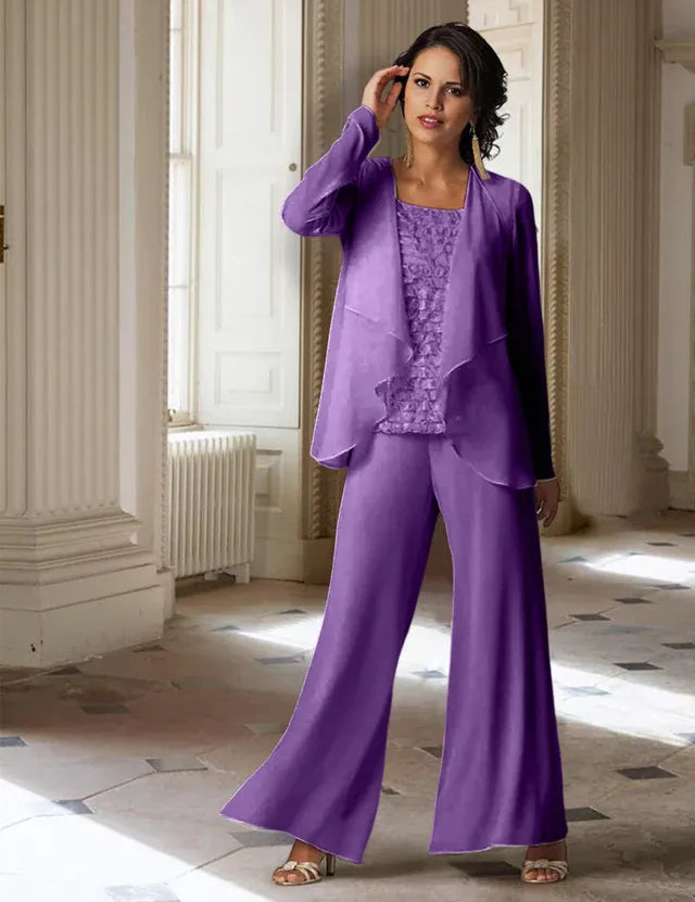 Chiffon Long Sleeves Mother of the Bride Pantsuits with Jacket