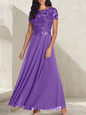 Charcoal Grey A-Line Scoop Long Mother of the Bride Dress With Beadings