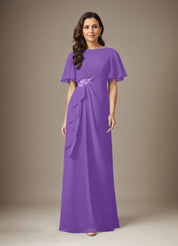 Robe fourreau en mousseline de soie bleu marine foncé avec perles