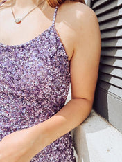 Purple Bodycon Criss-Cross Back Sequin Homecoming Dress