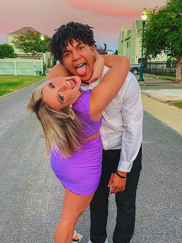Purple One Shoulder Satin Tight Homecoming Dress