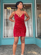 Sequin Straps Bodycon Homecoming Party Dress