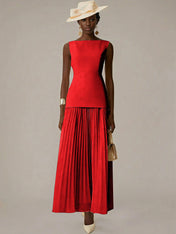 White A Line Chiffon Round Neck Sleeveless Floor Length Dresses