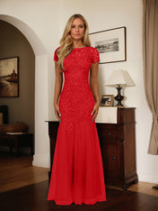 Dark Navy Mermaid Scoop Sequins Tulle Dress