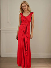 Champagne A-Line Sweetheart Neckline Pleated Mesh Dress