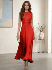 Ethereal Formal Evening Dress Ice Blue Pleated Chiffon Maxi Gown