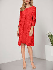 A-line Scoop Knee-Length Chiffon Lace Mother of the Bride Dress With Jacket