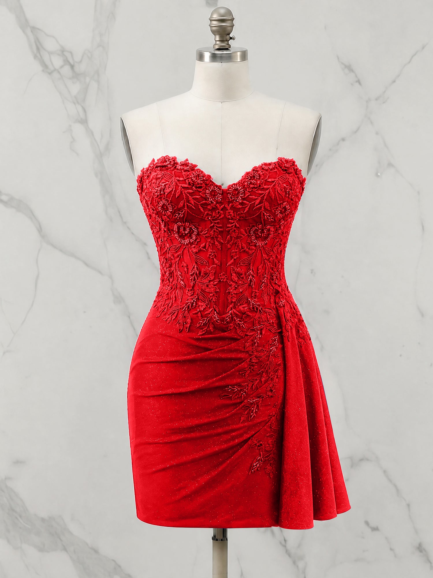 Strapless Sweetheart Draped Mini Homecoming Dress
