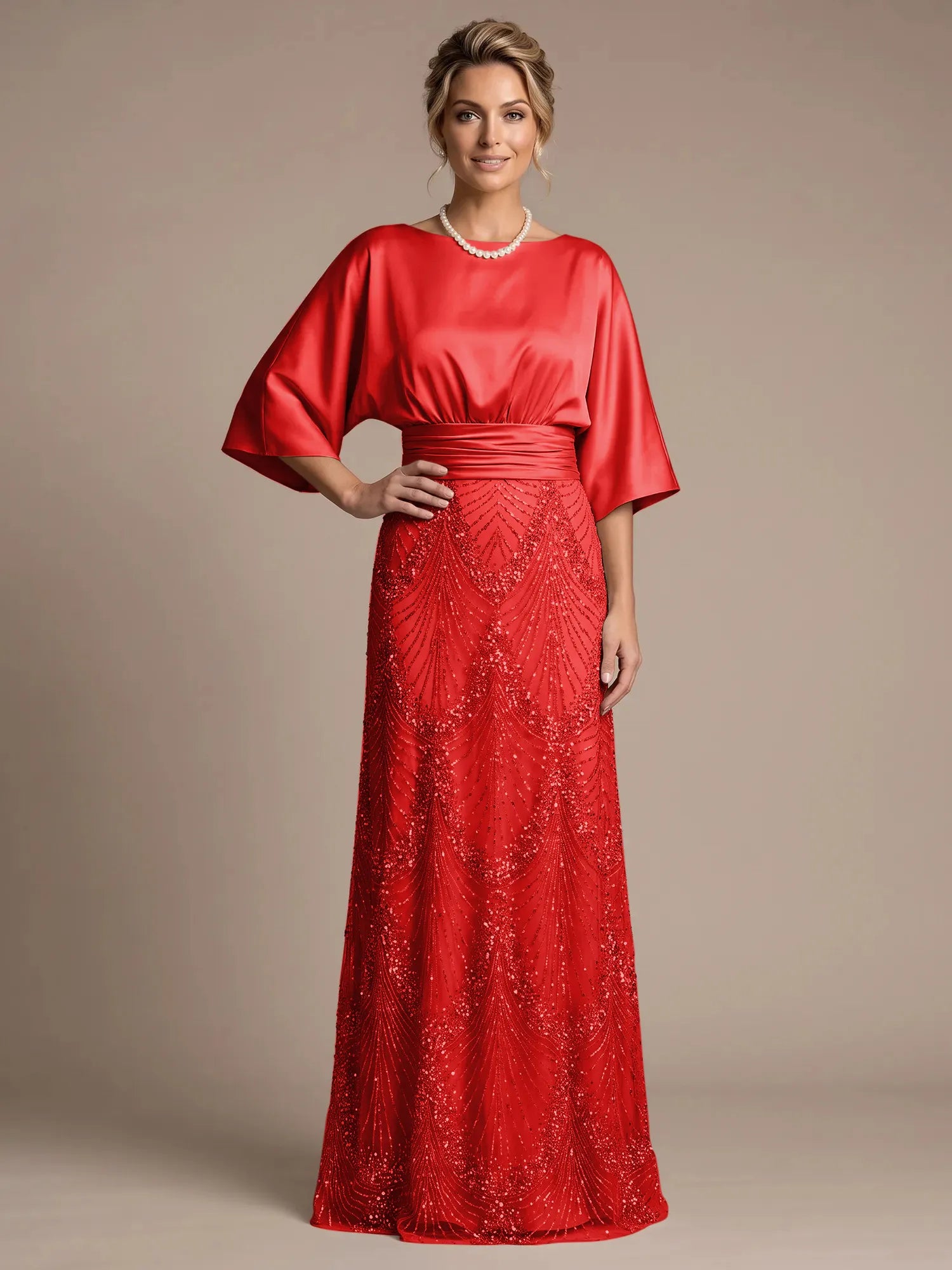 4 Batwing Sleeves Mother of The Bride Dresses